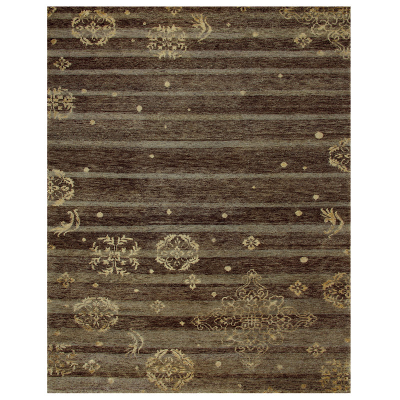 Qing Handmade Wool Striped Area Rug, Rectangle 4 x 6