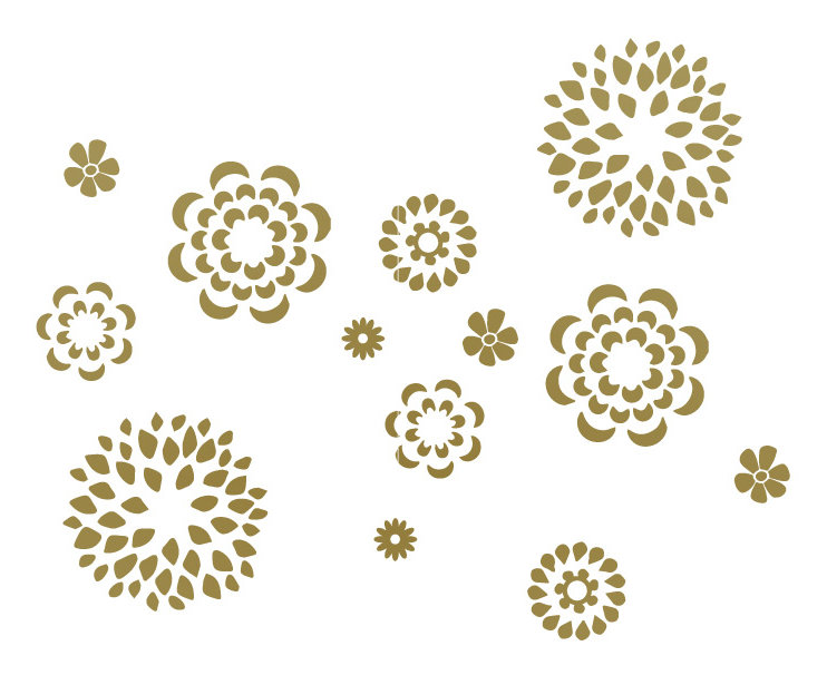 Plants & Flowers Non-Wall Damaging Wall Decal, 19" H x 24" W x 0.01" D, Gold