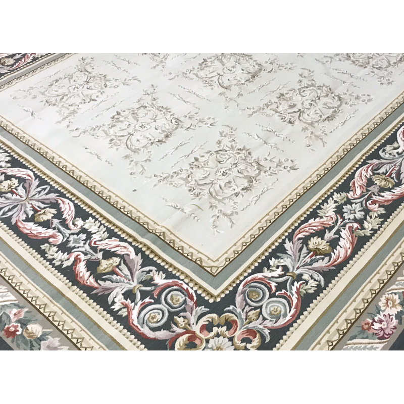 Hand-Knotted High-Quality Beige and Gray Area Rug
