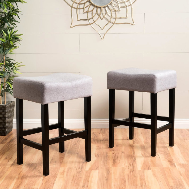 Tabouret de comptoir 2 kd sans dossier, gris. Siège confortable en tissu, fabrication en bois. Améliore la maison. P 15,75 po x l 18,74 po x H 26,41 po, surface lisse.