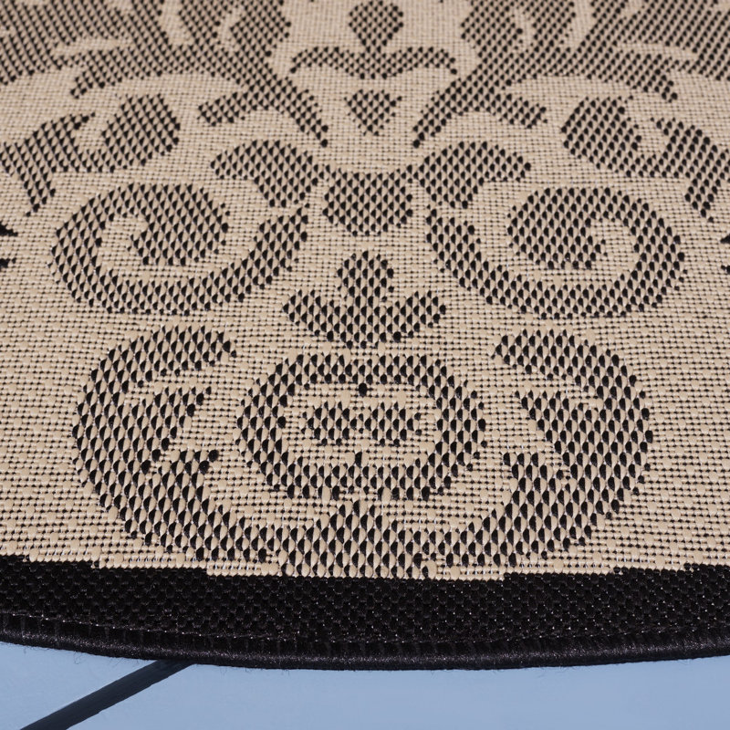 Arneshia Damask Sand/Black Area Rug, Runner 2'3" x 6'7"