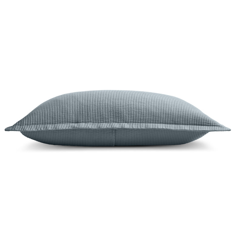 Ripple Coverlet Set, Queen Bedspread + 2 Queen Shams, Gray Blue/Putty