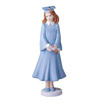 Growing Up Girls Brunette Holding a Diploma Graduation Figurine 7.25 Inch