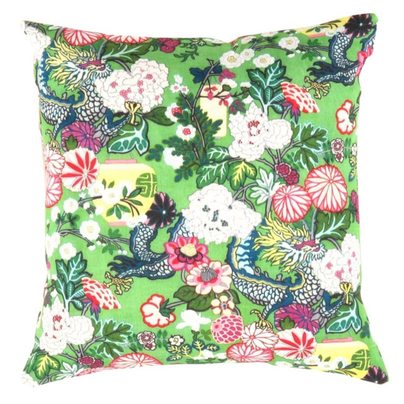 Square Pillow Cover & Insert, Square 16", Green Floral