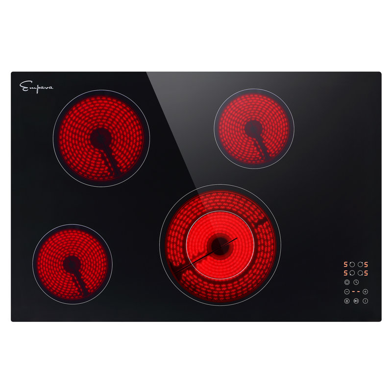 30.31" Electric Cooktop,4 Burners, Radiant Electric Cooktop, Black