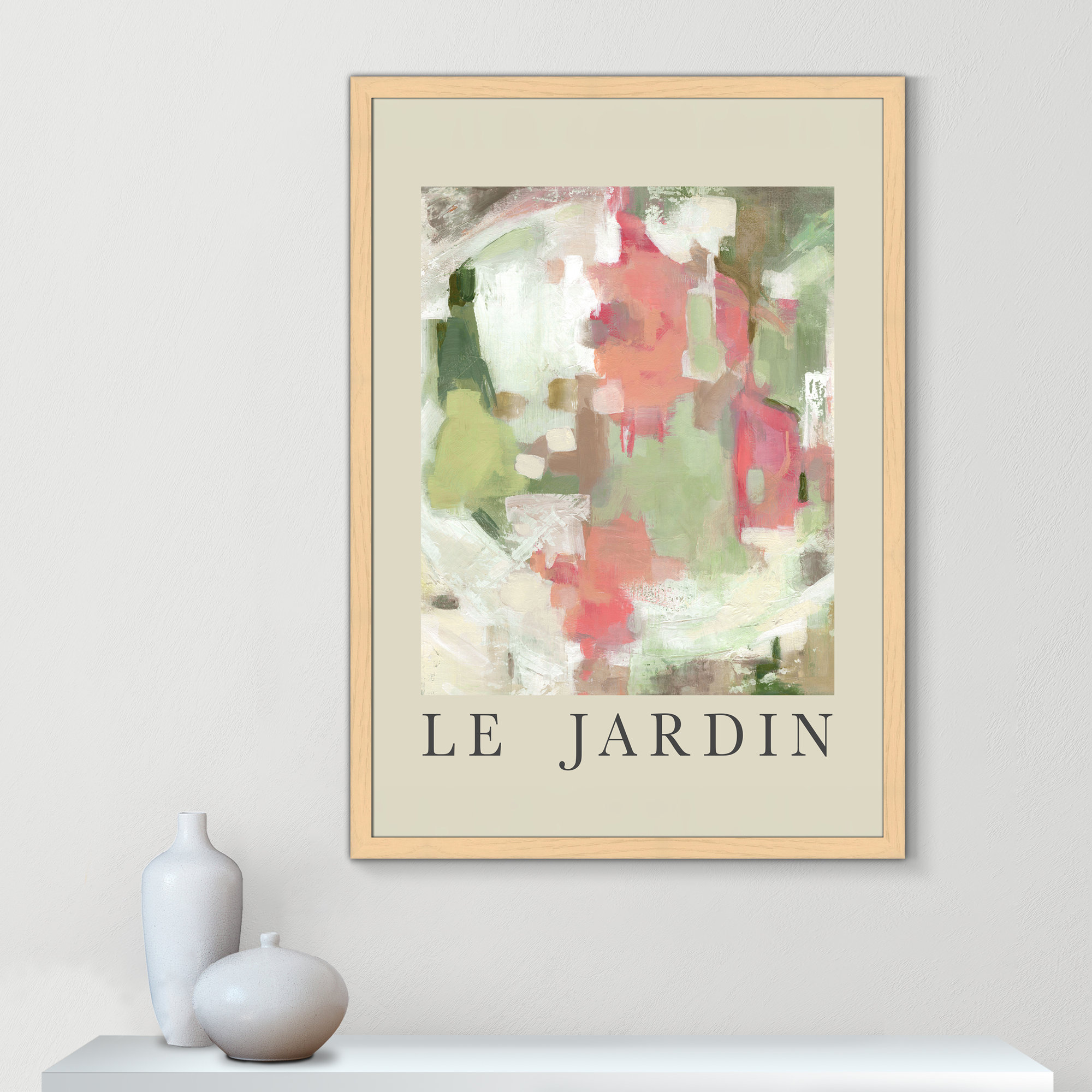 Botanical Poster Collection " Le Jardin " by Carol Robinson, Natural Single Picture Frame, 55" H x 39" W x 1.25" D, No