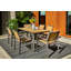 Table de salle à manger rectangulaire en aluminium et en poly-résine Harper 34 po x 66 po avec trou pour parasol
