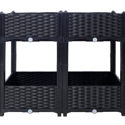 Black Polypropylene Raised Planter Bed - 31.5"X15.7"X27.7" With Drainage Ideal For Hardy Vegetable, Flower, Herb Gardens Garden Box Gardening