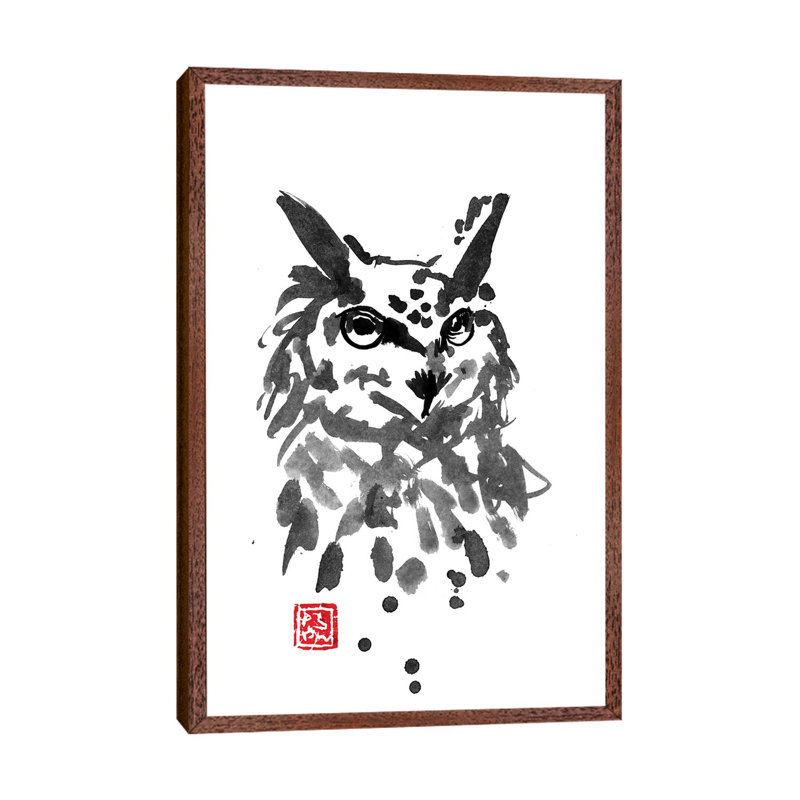 Owl by Péchane - Print on Canvas, Classic Brown Wood Framed, 152.5 cm H x 101.5 cm W