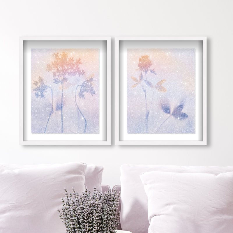Lavender Shadows Set Set by Oliver Gal, 17.5"H x 21.5"W, White Shadowbox
