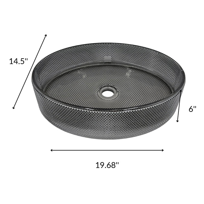 Vasques décoratives ovales en cristal 20 "avec base blanche 30", Noir