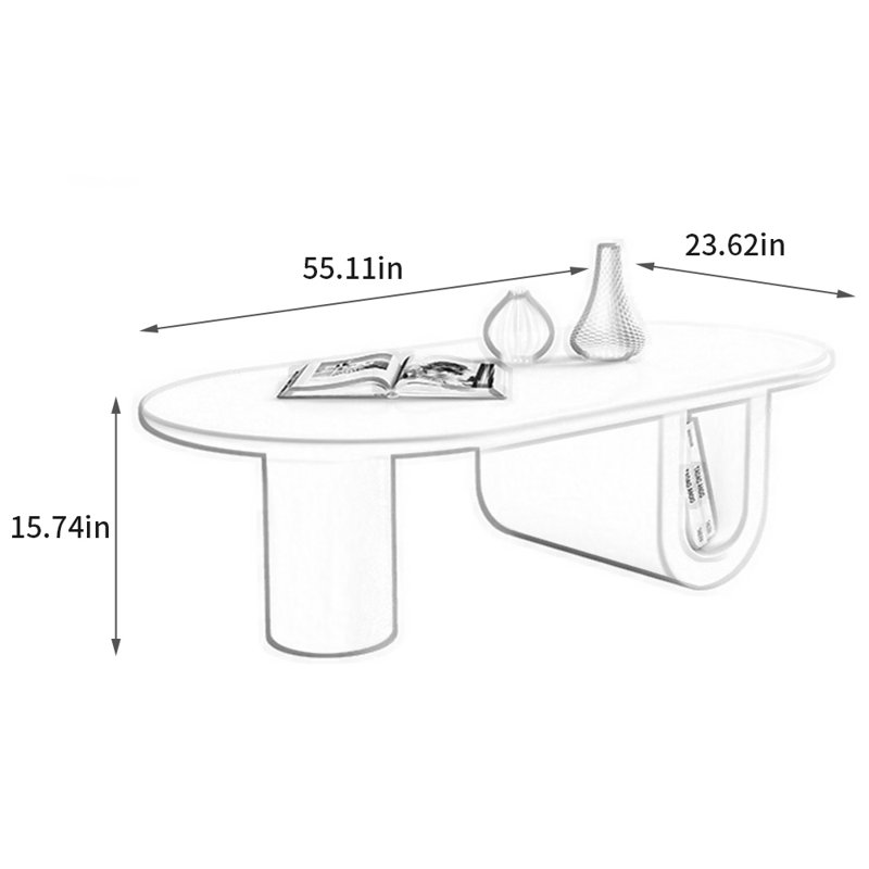 Table basse de style crème légère de luxe créative, Noir, noir, noir, noir, H 15,74 po x L 55,11 po x l 23,62 po