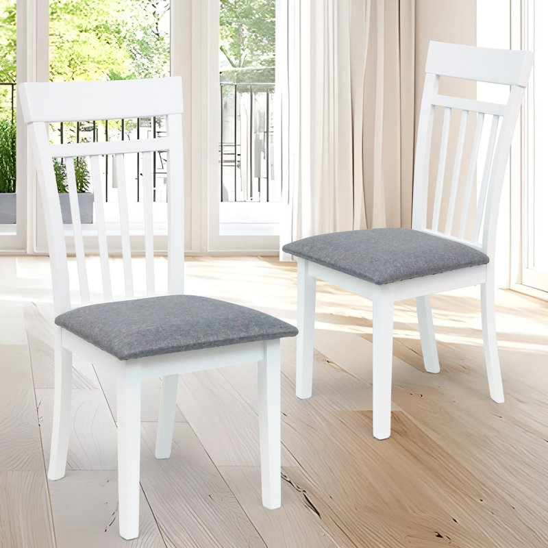 Chaise de salle à manger en tissu, 2, Blanc