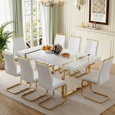 Table de salle à manger 9 pièces Glam