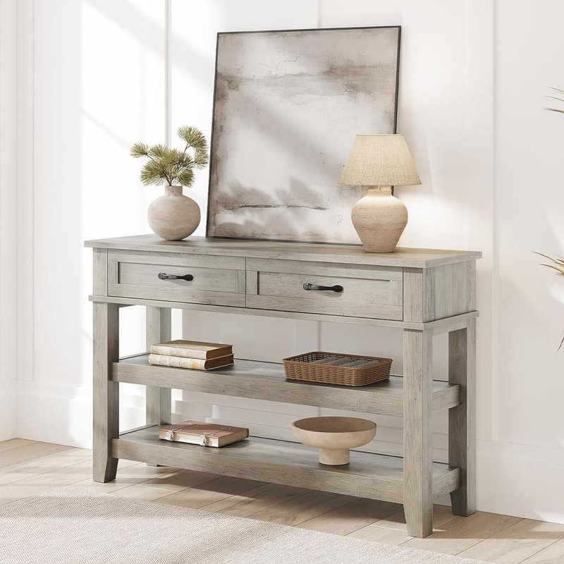 Zayer 47” Console Table with 2 Storage Drawers, Farmhouse Sofa Table, Behind Couch Table, Hallway Table for Entryway