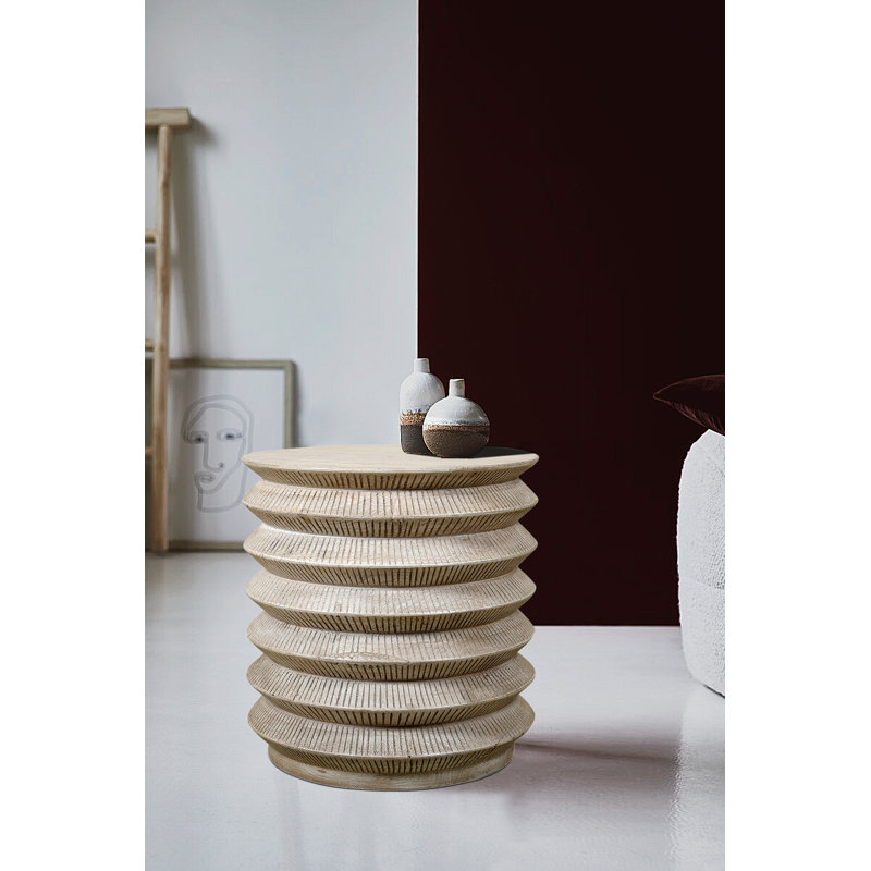 Table de bout Honeter, Blanc au jet de sable