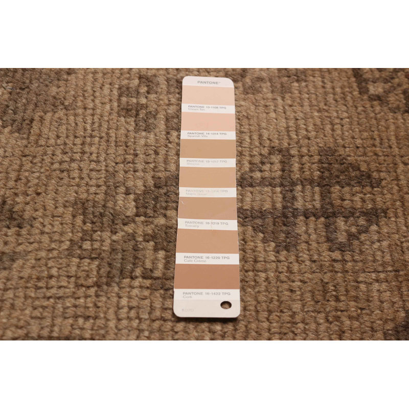 Tapis brun clair unique fait à la main de conception unique 4 pi 10 po x 7 pi 5 po Antalya