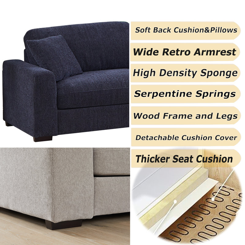 Swansea 2 - Piece Upholstered Cloud Sectional Sofa Loveseat, Dark Gray 100% Polyester