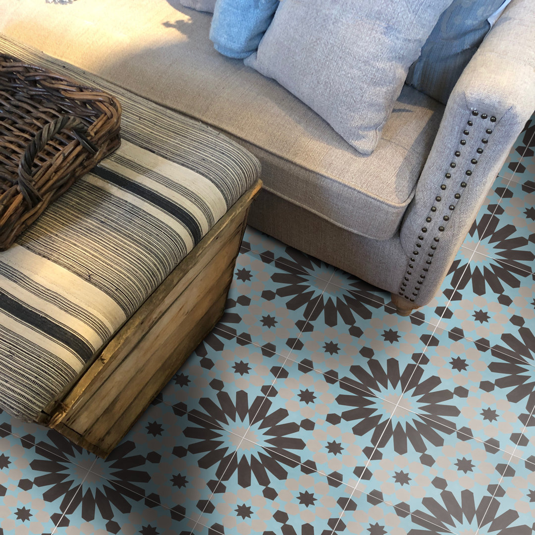 Agdal 8" x 8" Cement Patterned Wall & Floor Tile Moroccan Mosaic 