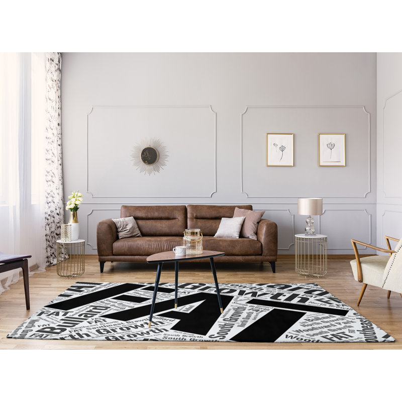Tapis noir barhood des districts de à tissage plat rand cites city, Rectangle 9 pi x 12 pi
