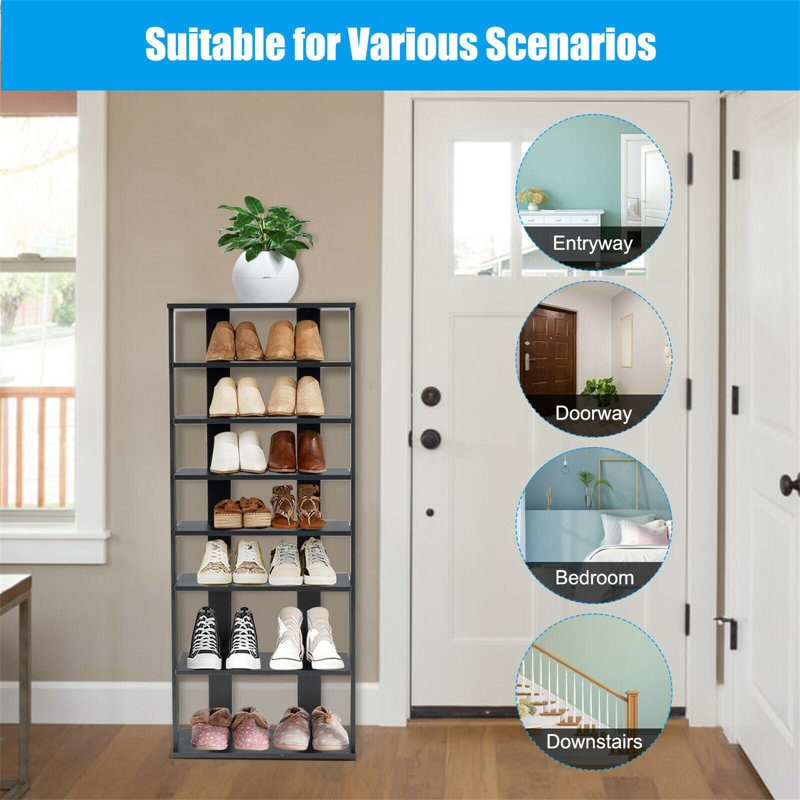 14 Pair Shoe Rack, Black
