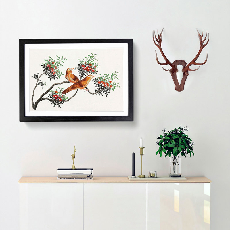 Birds of China - Picture Frame Painting Print, 48cm H x 65cm W x 2cm D, Black Framed