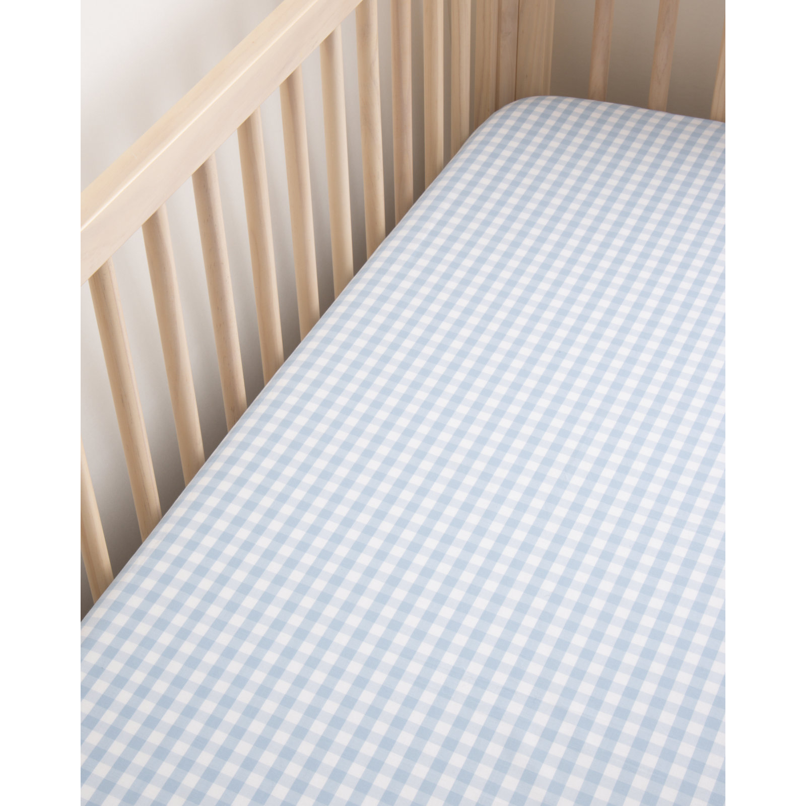 Petite Plume Gingham Cotton Sheet Set, Light Blue Gingham, Twin Sheet Set with 2 Pillowcases