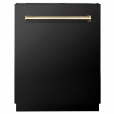 ZLINE Autograph 24 in. Tallac 3rd Rack Black Stainless Steel Dishwasher with Handle, 51dBa