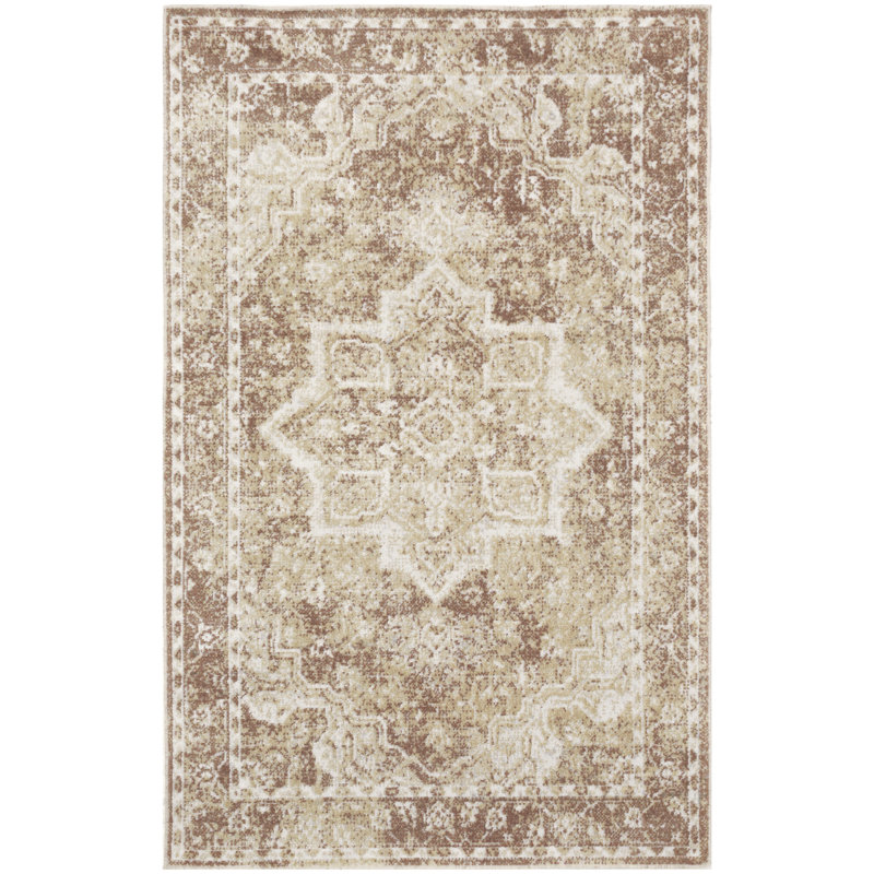 Bungalow Rose Covelle Machine Washable Rust Vintage Indoor Rug, Rectangle 2' x 3'