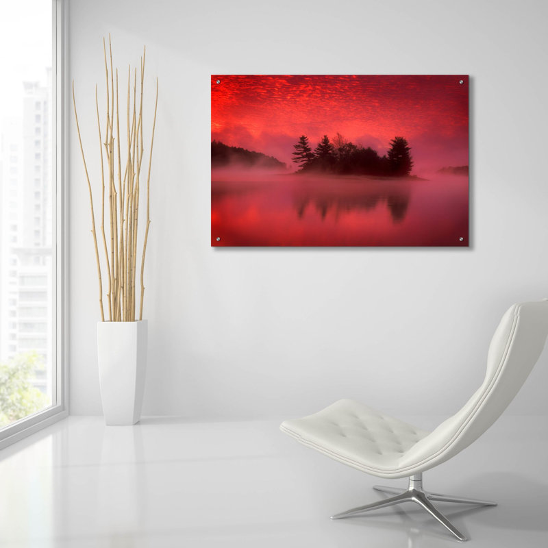  «Iles dans le rose» par Patrick Zephyr, art mural en verre acrylique, H 24 po x l 36 po x P 0,2 po