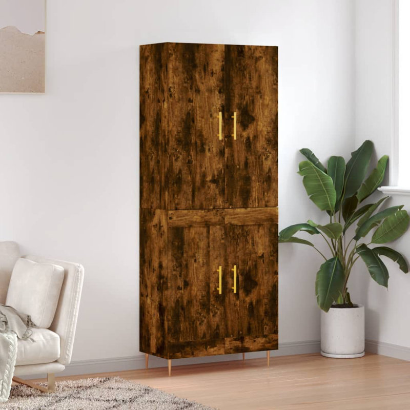 Youssouf 4 Door Manufactured Wood Wardrobe, Smoked Oak
