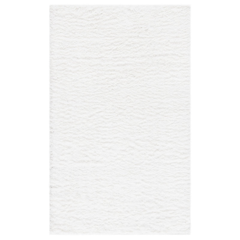 Tapis blanc à poils longs Jiang, Rectangulaire 2 pi x 3 pi
