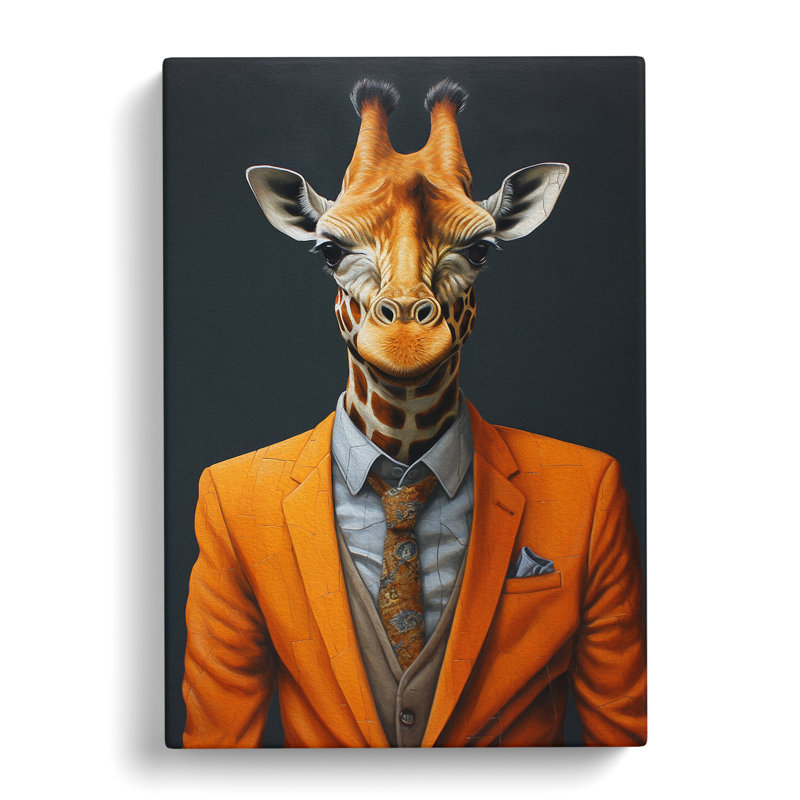 Giraffe in a Suit Painting - Wrapped Canvas, 50cm H x 35cm W x 3cm D