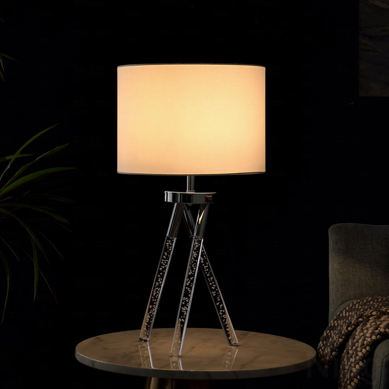 Lampe de table - métal argenté