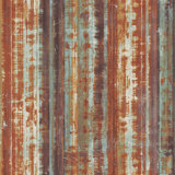 Grunge Metallic Rusty Corrugated Metal Effect 33' L x 21" W Wallpaper Roll