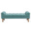 Banc rembourré bleu sarcelle poussiéreux avec pieds, repose-pieds, accoudoirs arrondis et emplacement polyvalent pour chambre, salon, entrée, bouton - pieds stables en bois massif