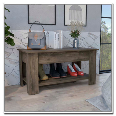 Table de rangement Austin, une tablette de table extensible, quatre pieds, tablette inférieure - brun foncé