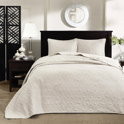 Couvre-lit réversible crème très grand - Rembourrage en coton prélavé pour un rêve agréable matelassé résultat charmant surdimensionné pour s'adapter aux lits