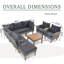 Ensemble de conversation 9 pièces en rotin gris pour l'extérieur avec pieds en bois d'acacia et plateau de table | Coussin lavable | Ensemble de canapé modulaire en PE avec table basse PE | Polyester et osier