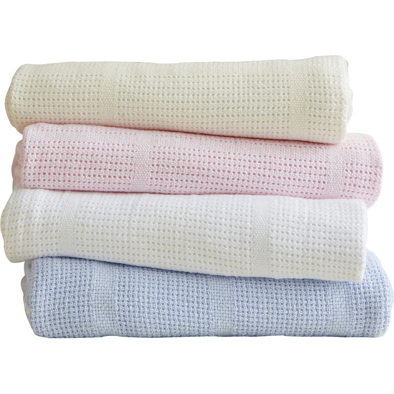 Soft Cotton Cellular Cot Blanket, White