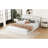 White Upholstered Queen Bed, Construction With Solid Wood & , Headboard For Extra Support, No Box Spring Required Size Pine + Frame, Needed, 8'' - 10'' Mattress Thickness, 500Lbs Capacity-2014552425