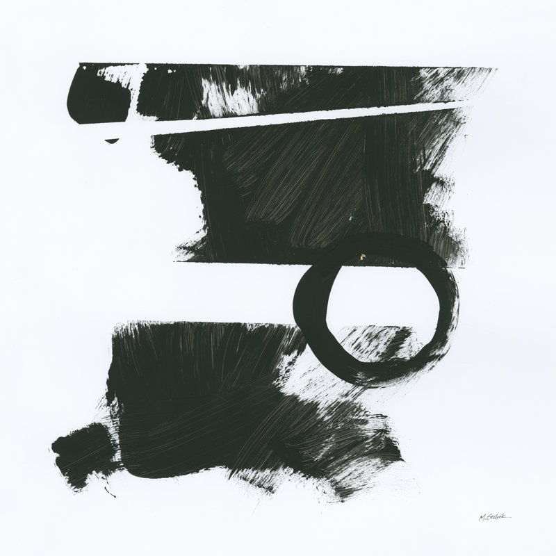 "Gold and Black Elements" par Mike Schick, impression sur toile tendue, H 30 po x l 30 po, Non, Toile tendue