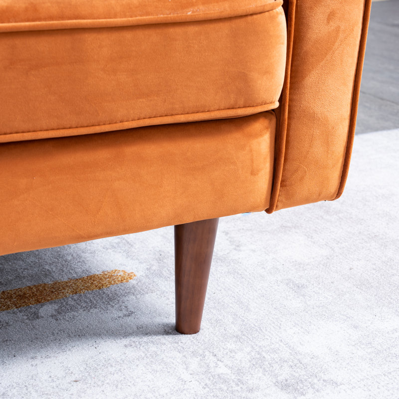Ansonia 85" Velvet Square Arm Sofa, Orange