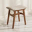 Tabouret de coiffeuse en bois massif, fauteuil de maquillage compact avec coussin de selle, siège en éponge recouvert de lin, repose-pieds facile à assembler pour la chambre à coucher, le vestibule, la maison, le noyer-395588166