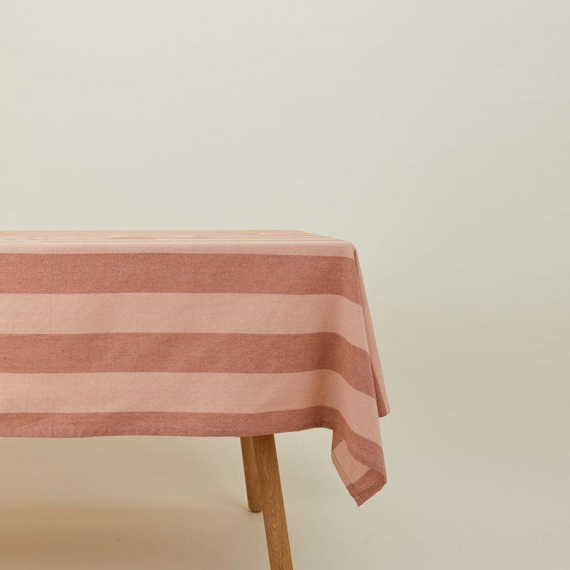Essential Striped Tablecloth, Blush/Terracotta