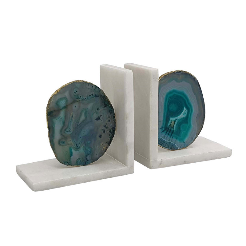 Serre-livres décoratifs en agate, Noir/vert