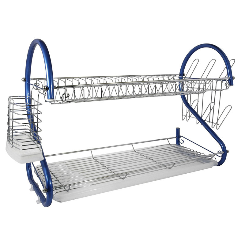 Better Chef 22 Inch Blue Chrome 2-Tier Dish Rack
