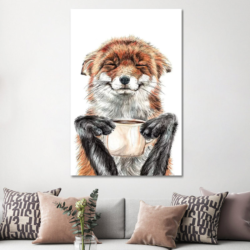 Morning Fox by Holly Simental - Print on Canvas, 152.5 cm H x 101.5 cm W, White Framed