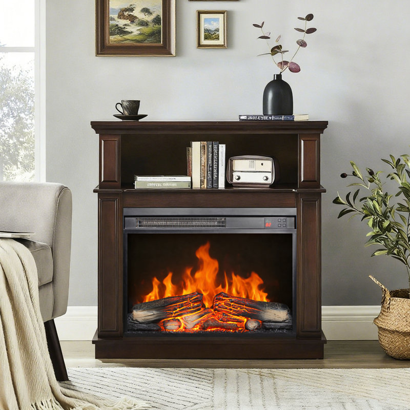 Foyer électrique encastrable 23 pouces avec protection contre la surchauffe de la télécommande et de la minuterie de la flamme et de la bûche réaliste 1400W Chaleur 5000 's par heure 11 réglages de température 50000 heures Source à DEL 4 réglables