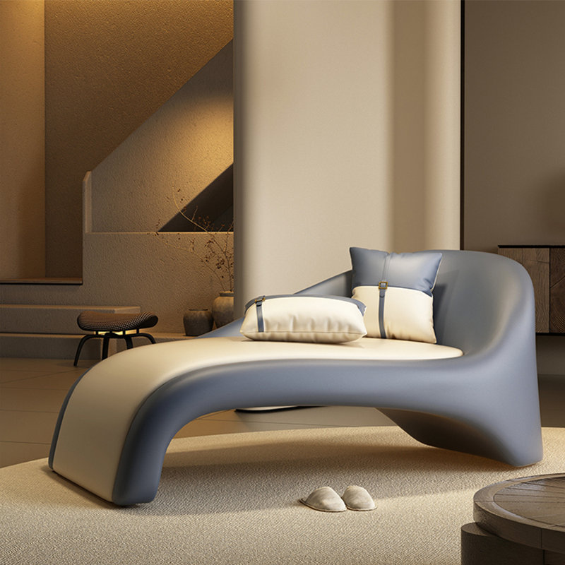 Méridienne incurvée Minimalist Creative, Orienté à droite, Bleu / Beige